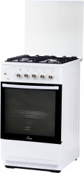 Плита Газовая Flama N FG 24239 W белый (стеклянная крышка) реш.чугун