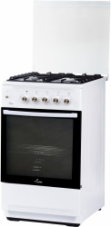 Плита Газовая Flama N FG 24241 W белый (стеклянная крышка) реш.чугун
