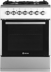 Плита Комбинированная De Luxe 606040.01гэ-005(кр) ЧР серый (стеклянная крышка) реш.чугун
