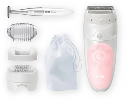 Эпилятор Braun Silk-epil 5 SensoSmart 5/820 скор.:2 насад.:3 от аккум. белый/розовый