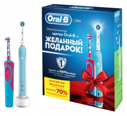Набор электрических зубных щеток Oral-B Family PRO 500 + STAGES POWER FROZEN белый/голубой
