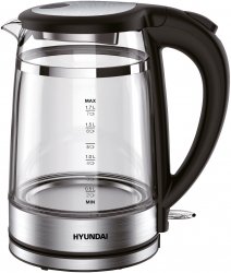 Чайник электрический Hyundai HYK-G3036 1.7л. 2200Вт черный/прозрачный (корпус: стекло)