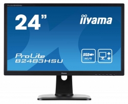 Монитор Iiyama 24 ProLite B2483HSU-B1DP черный TN+film LED 2ms 16:9 DVI M/M матовая HAS Pivot 250cd 170гр/160гр 1920x1080 D-Sub DisplayPort FHD USB 5.