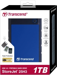 Жесткий диск Transcend USB 3.0 1Tb TS1TSJ25H3B StoreJet 25H3 2.5 синий