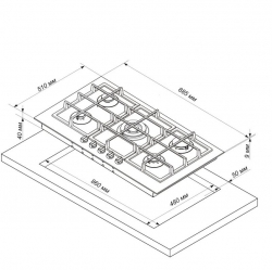 Газовая варочная поверхность Electronicsdeluxe GG51130245F TC-005 бежевый
