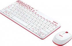 Клавиатура + мышь Logitech MK240 белый/красный