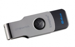 Флеш Диск Kingston 64Gb DT SWIVL/64GB серебристый/черный
