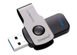 Флеш Диск Kingston 64Gb DT SWIVL/64GB серебристый/черный