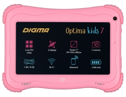 Планшет Digma Optima Kids 7 RK3126C (1.2) 4C/RAM1Gb/ROM16Gb 7 IPS 1024x600/Android 8.1/розовый/2Mpix/0.3Mpix/BT/GPS/WiFi/Touch/microSD 64Gb/minUSB/250