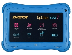 Планшет Digma Optima Kids 7 RK3126C (1.2) 4C/RAM1Gb/ROM16Gb 7 IPS 1024x600/Android 8.1/голубой/2Mpix/0.3Mpix/BT/GPS/WiFi/Touch/microSD 64Gb/minUSB/250