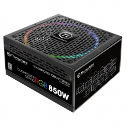 Блок питания Thermaltake ATX 850W Toughpower RGB 80+ titanium (24+4+4pin) APFC 140mm fan color LED 12xSATA Cab Manag RTL