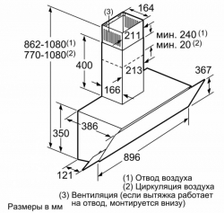 Вытяжка каминная Bosch DWK095G60R черный