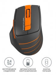 Мышь A4Tech FG30 серый/оранжевый беспроводная