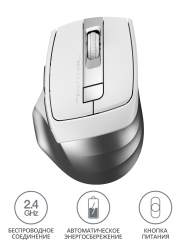 Мышь A4Tech Fstyler FG35 серебристый/белый беспроводная