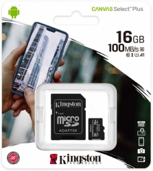 Карта памяти MicroSDHC Kingston 16Gb Canvas Select Plus Class 10 SDCS2/16GB