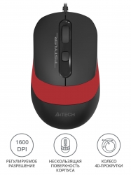 Мышь A4Tech Fstyler FM10 черный/красный проводная