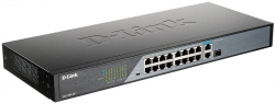 Коммутатор D-Link DSS-100E-18P/A1A 16x100Mb 1G 16PoE 230W неуправляемый
