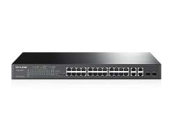 Коммутатор TP-Link T1500-28PCT 24x100Mb 4G 2SFP 24PoE+ 192W управляемый