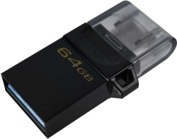 Флеш Диск Kingston 64Gb DT microDuo 3 G2 DTDUO3G2/64GB USB3.0 черный