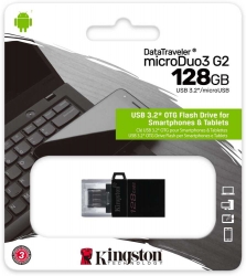 Флеш Диск Kingston 128Gb DT microDuo 3 G2 DTDUO3G2/128GB USB3.0 черный